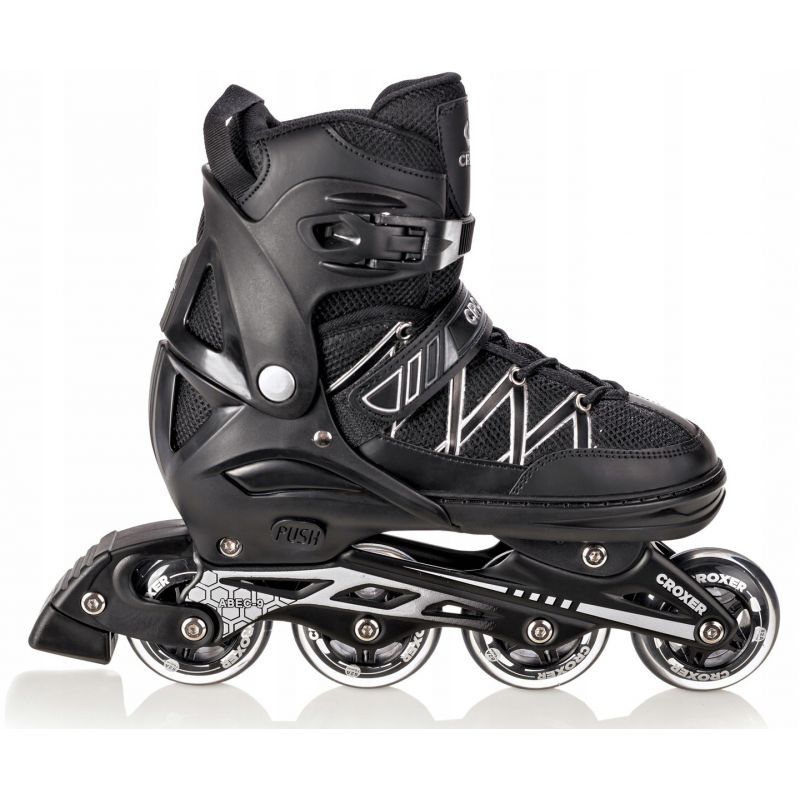 Rollers en ligne patins freestyle 4 roues Abec7 ado adulte ajustable T38-41  noir